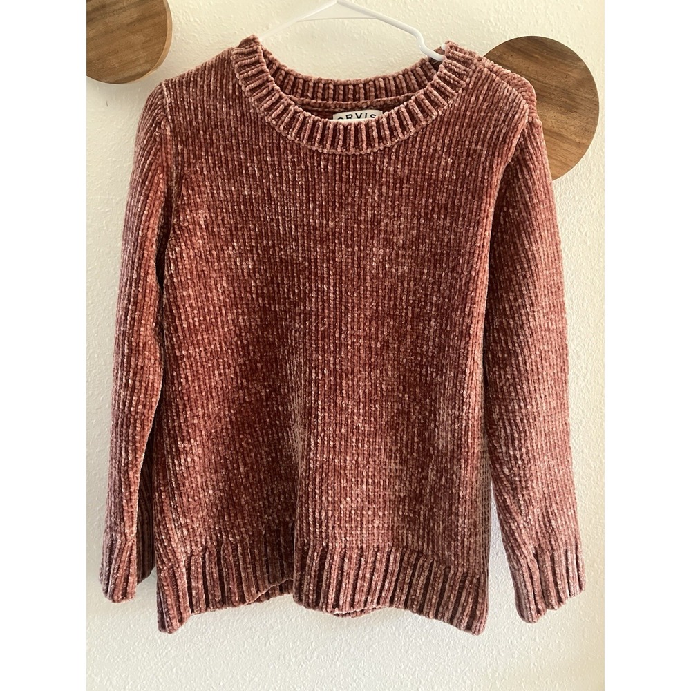 Orvis Chenille‎ Knit Sweater Women's Size S Long Sleeve V-neck Pullover Top Pink